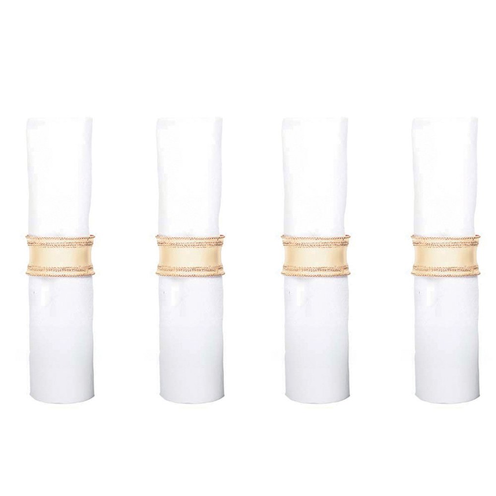 SET OF 4 GOLD NAPKIN RINGS WITH RHINESTONES