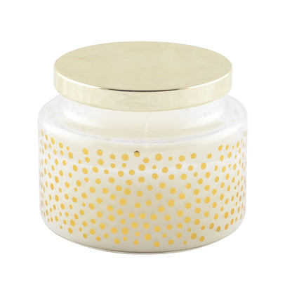 Round candle with small dots and lid Dore sage sage