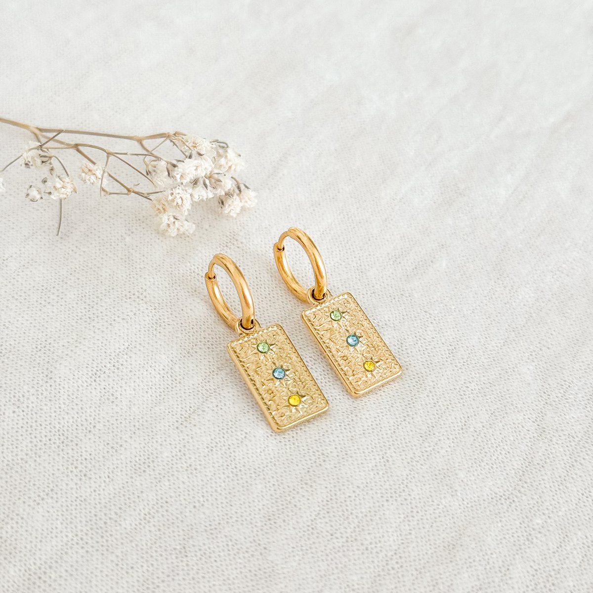 Three colors Zirconia Oorringen - Gold