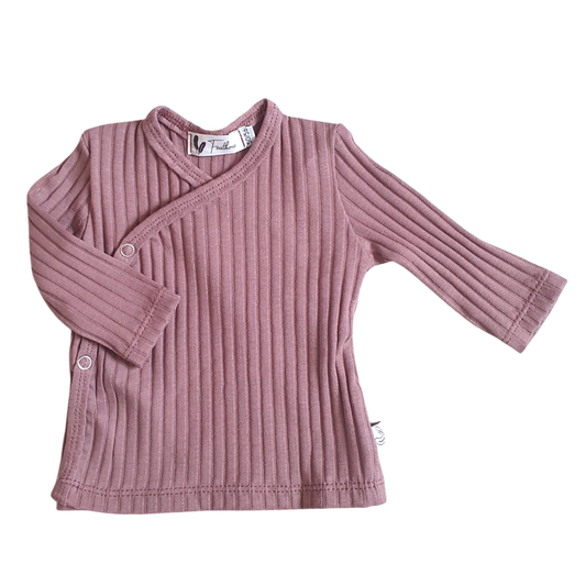 Overslagshirtje wide rib jersey mauve