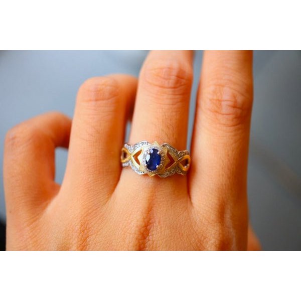 Sapphire Crown Ring - Real Sapphire - adjustable