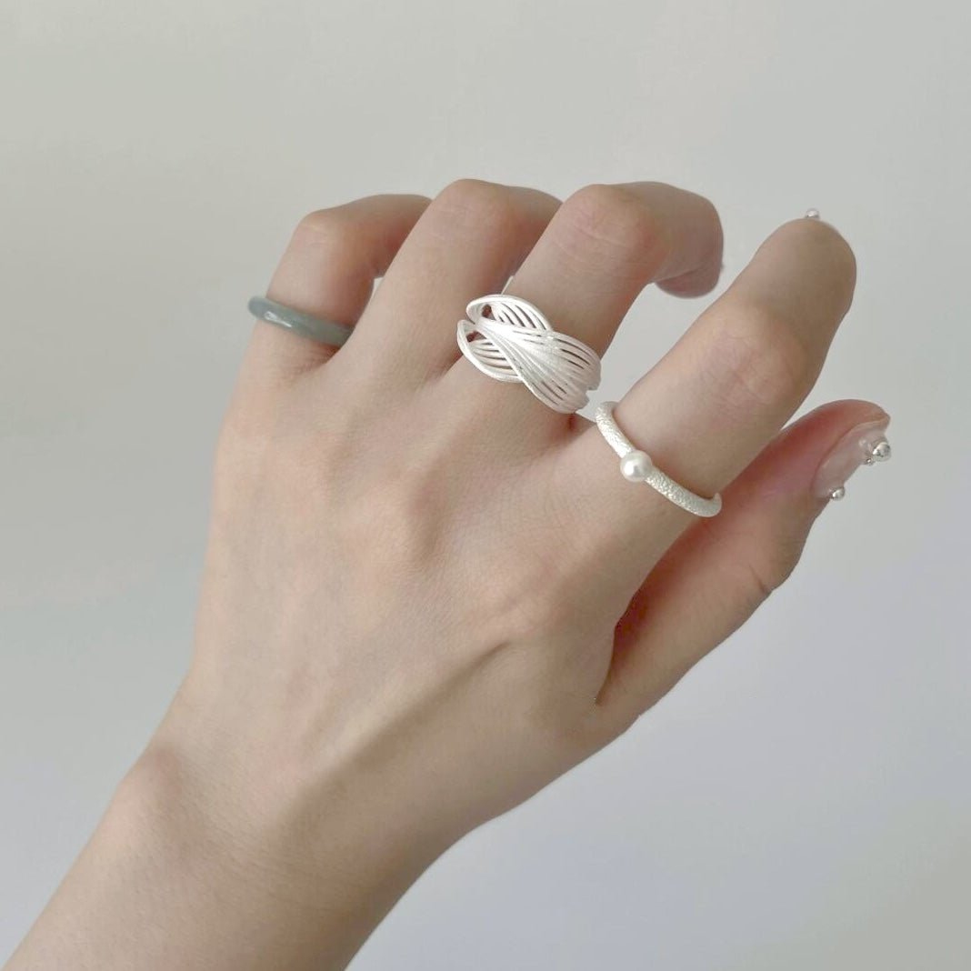 Sterling Silver Knotted Net Rings
