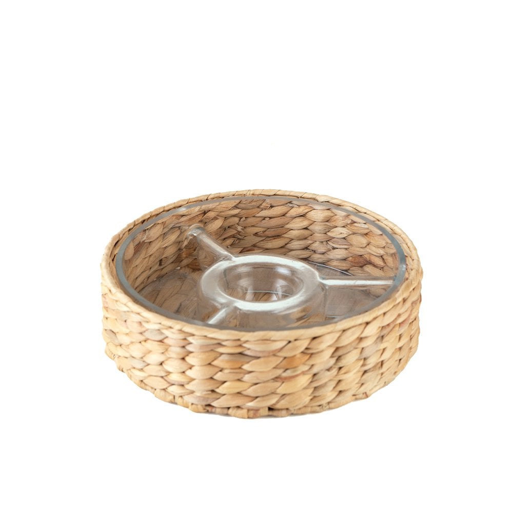Aperitif set 3 rattan compartments 28x28x8cm