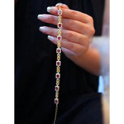 Italian Style Red Garnet Fancy Bracelet