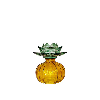 Yellow and green Capri candle holder 12x12x14.3cm