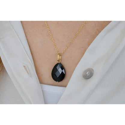 Gold Faceted Black Agate Necklace
