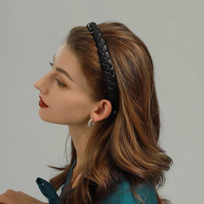 Vintage style leather look braided headband