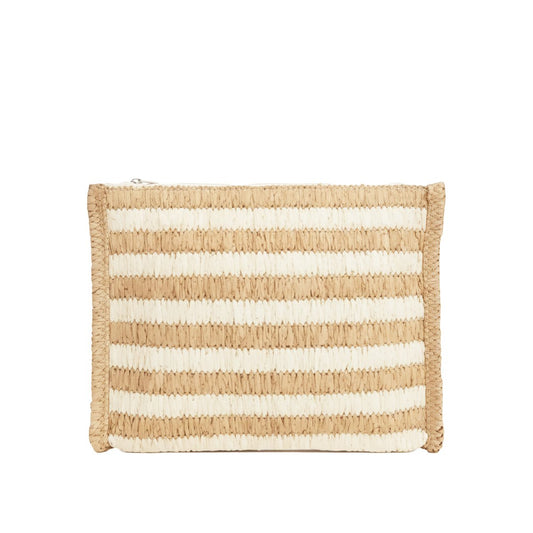 Beige striped clutch