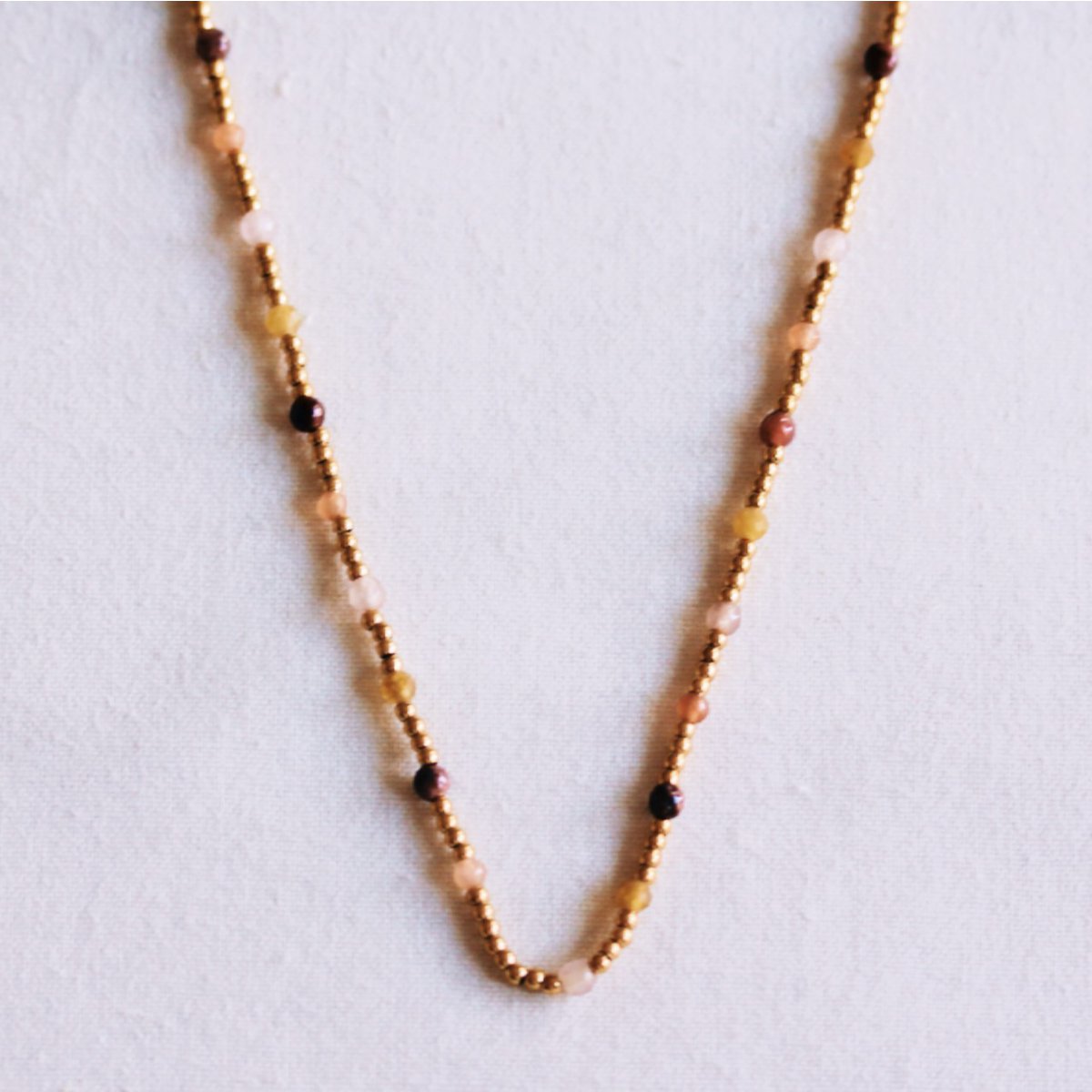 Faceted bead necklace – olive/lilac/burgundy