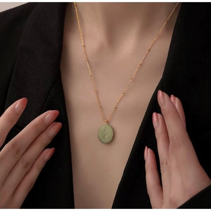 Botanical Mother of Pearl Medallion Necklace
