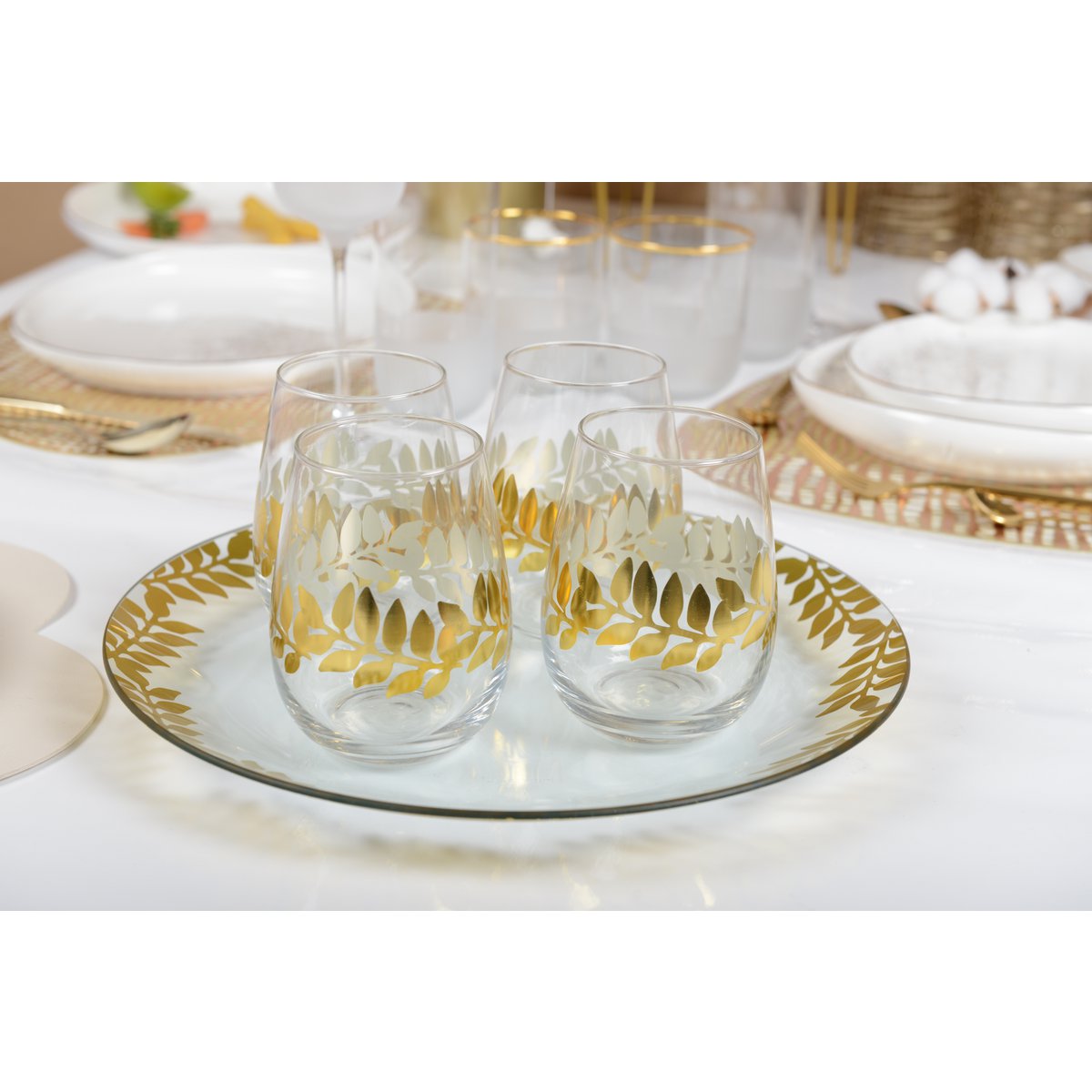 SET OF 4 GOLD CAESAR GLASSES 400ML