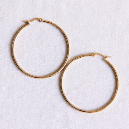 Stainless steel hoop 50mm 'basic' - gold