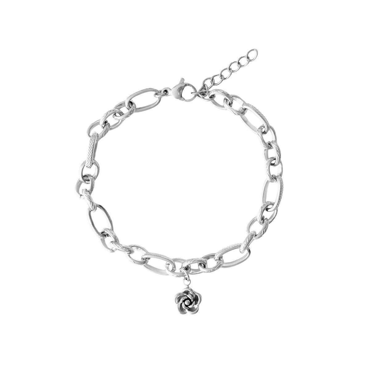 Curious Schakel & Flower Bracelet - Silver