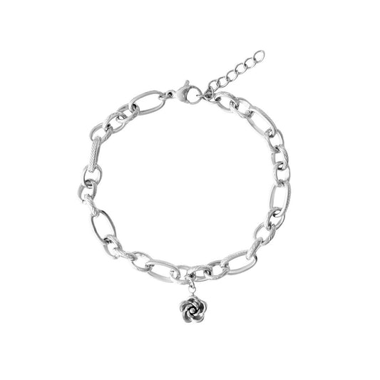 Curious Schakel & Flower Bracelet - Silver