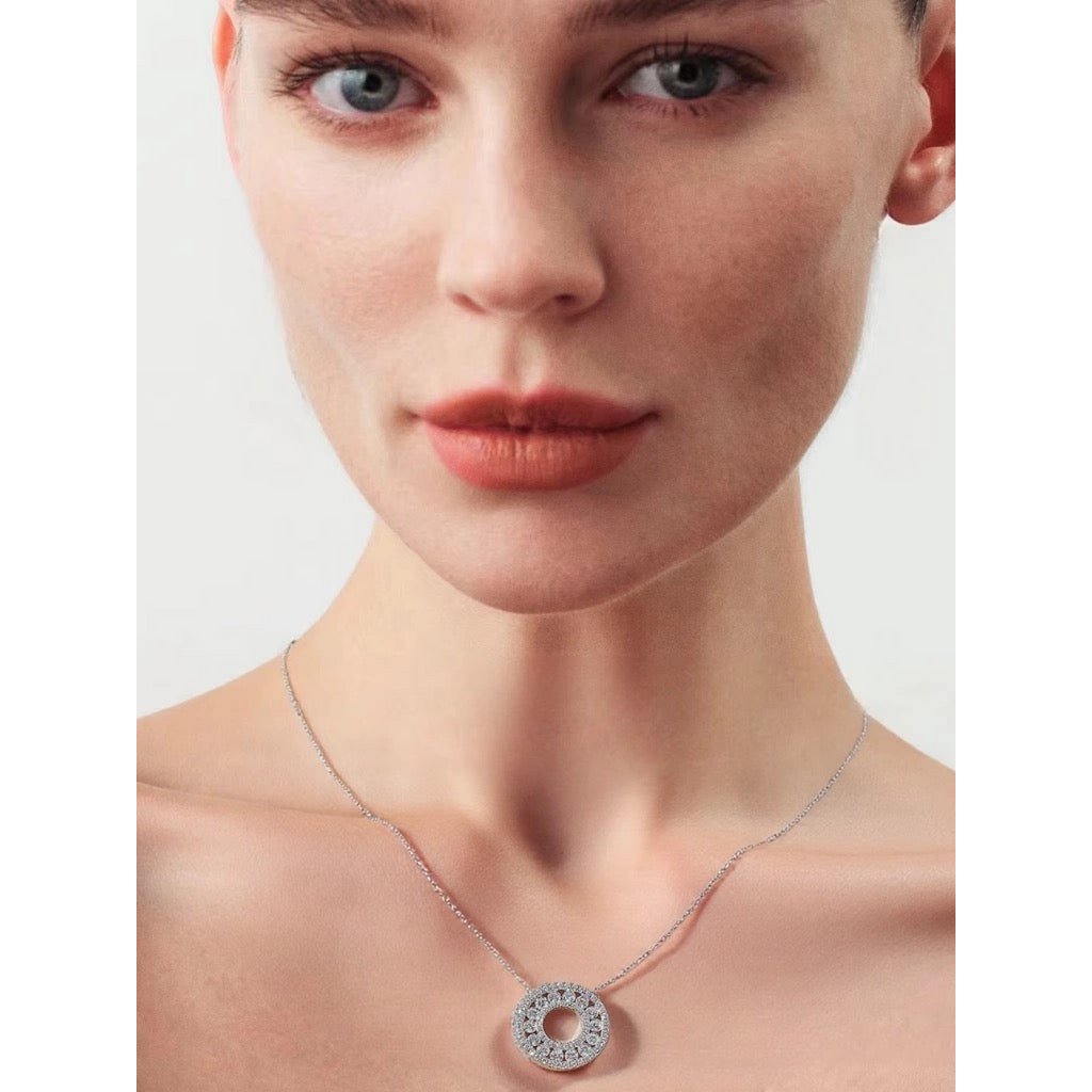 Radiant Orbit Moissanite Circle Necklace
