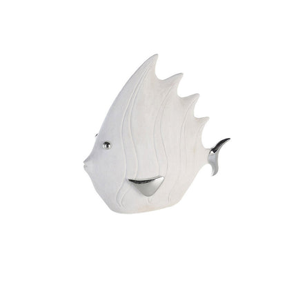 Poly figure "Fish" white/silver H.33cm