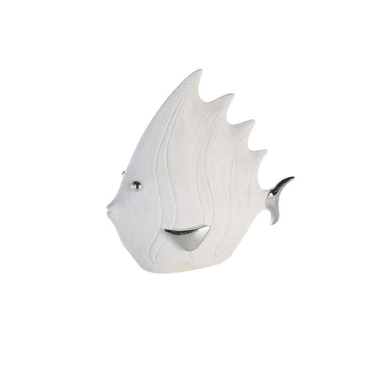 Poly figure "Fish" white/silver H.33cm