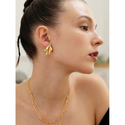 Golden Paper Plane Earrings