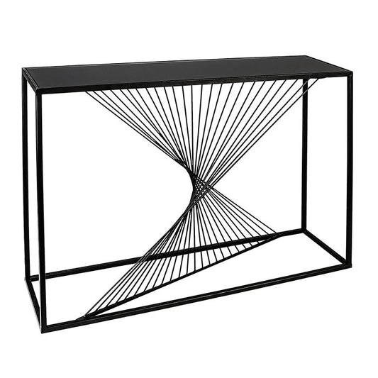 Sideboard "Ray" black, Met / glass W.107cm