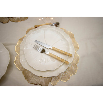 Housewife 24 pieces in silver with beige handle