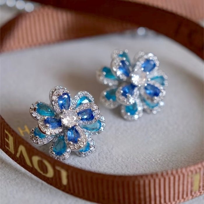 Azure Oil Painting Floral Jewelry Set