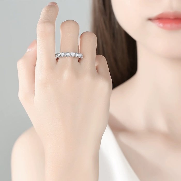 Sparkling Half Eternity Moissanite Rings