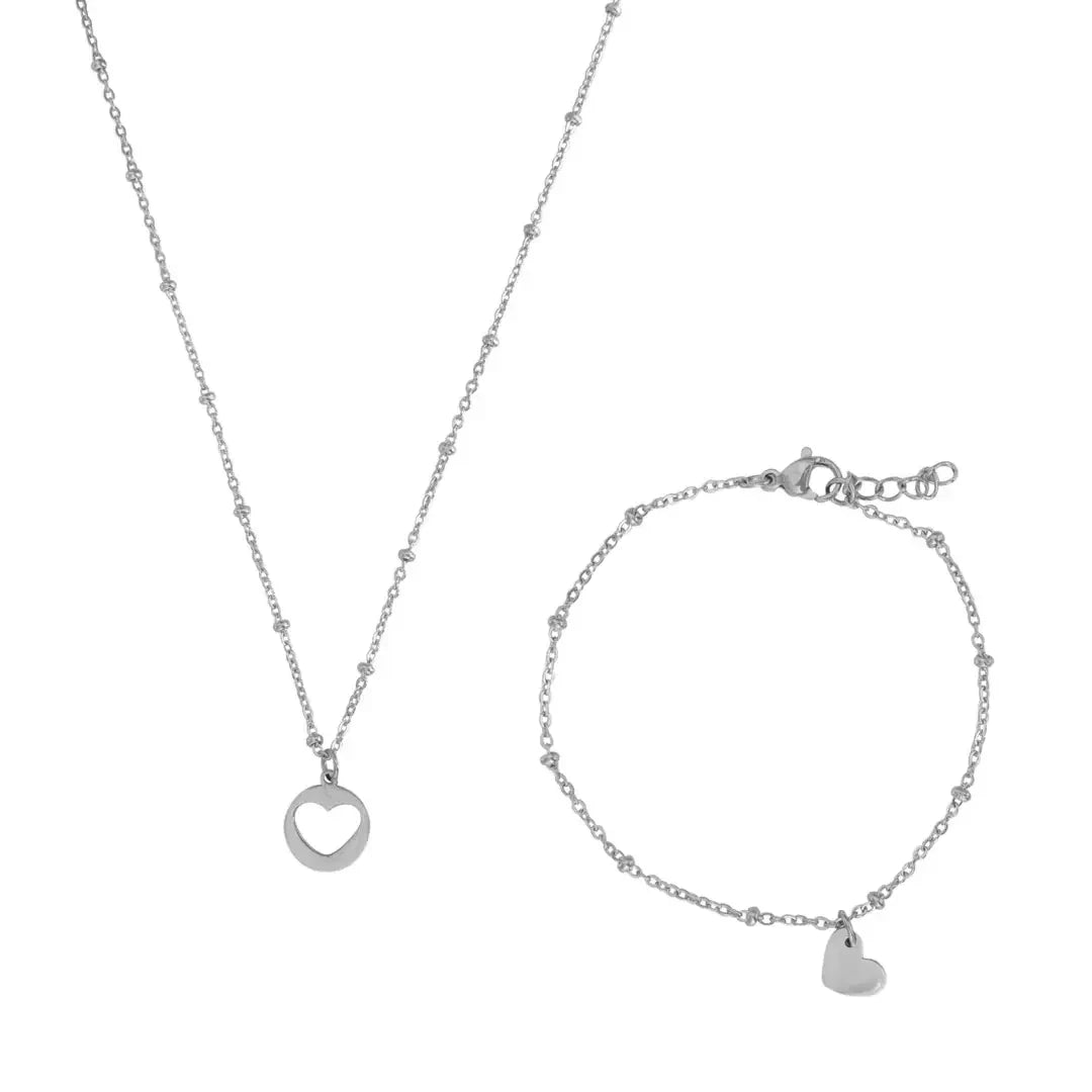 Friendship Necklace + Bracelet – Silver