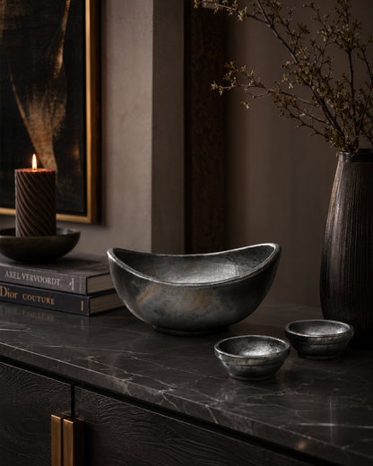 The Burned Curved Bowls - Black - Set of 3