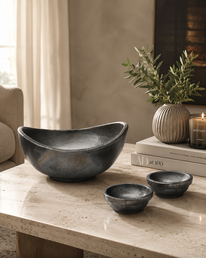 The Burned Curved Bowls - Black - Set of 3