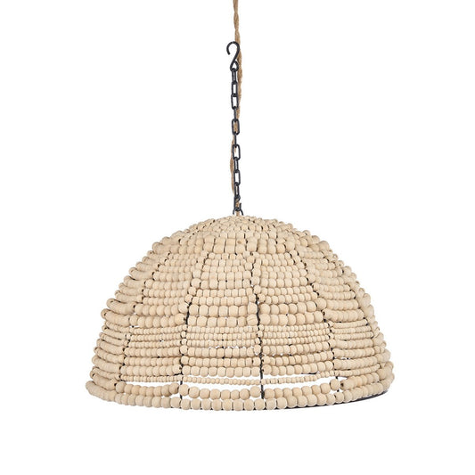 The Wooden Bead Dome Pendant - Natural