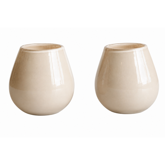 Tea light holder - Tasman XS Elite beige Ø12.5 x H11.5 cm - 2 pieces