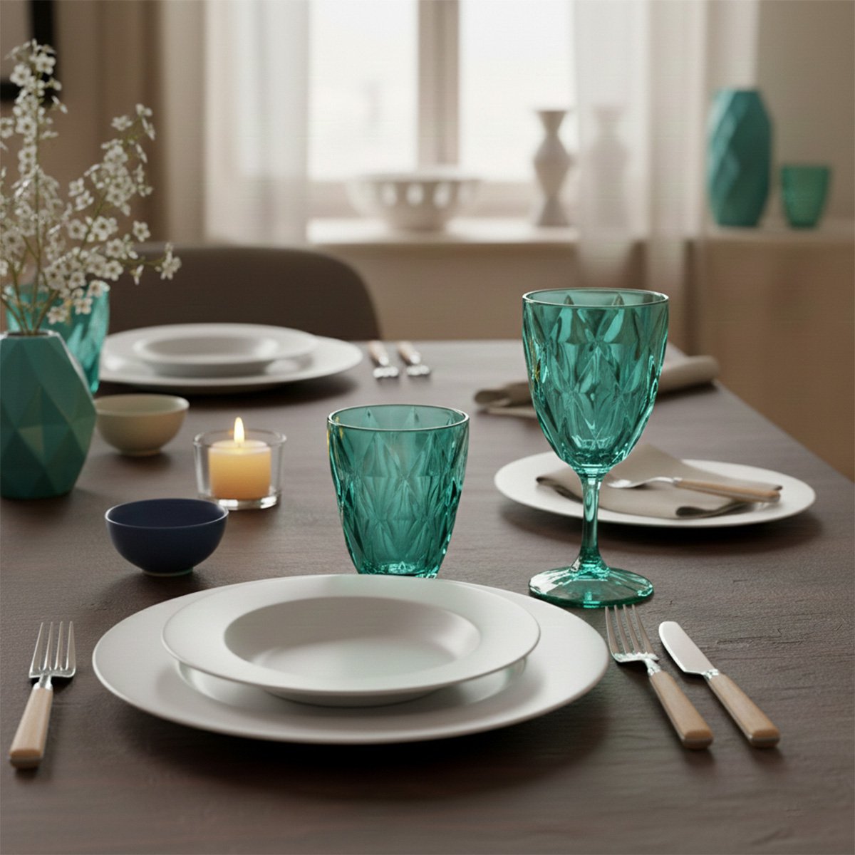 Light green water glasses - set of 6