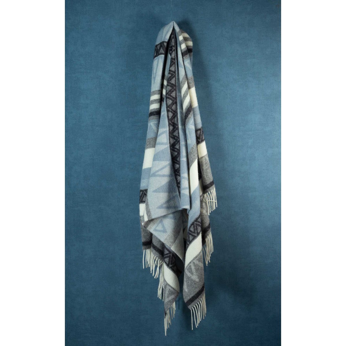 Wool Throw Blanket TRIANGEL blue