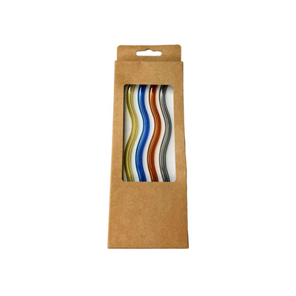 Glass multicolored straws - Lot of 4