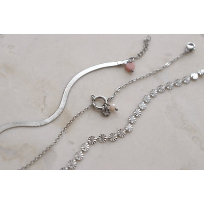 Lock Bracelet & Pink Opal - Silver