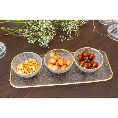 Aperitif set of 3 cups on tray gilded edge