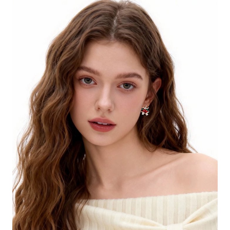 Christmas Red Bell Gold Plated Earrings