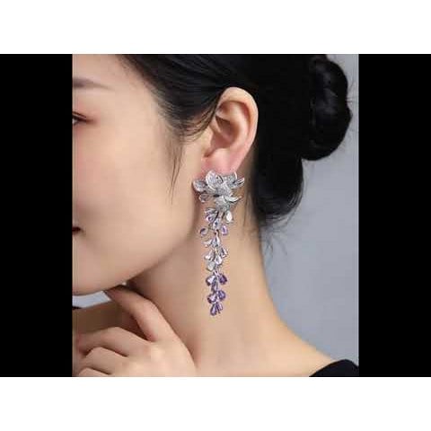 Dazzling Wisteria Flower Tassel Earrings