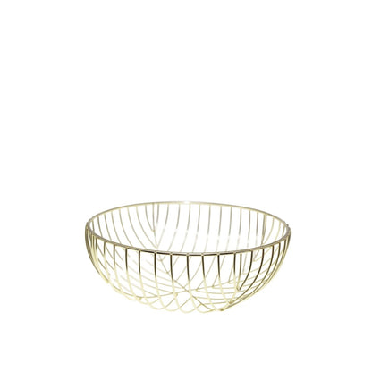 Golden bread basket in iron 26x26x10.5cm