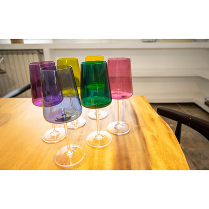 400ml 6 -colored wine glasses - Lot of 6