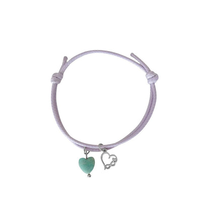 Wax Cord Bracelet Amazonite & Infinity Heart - Silver