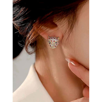 Luxury Leopard Gold Plated Stud Earrings