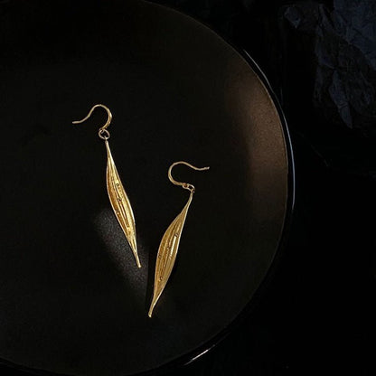 Subtle Dazzling Golden Leaf Earrings