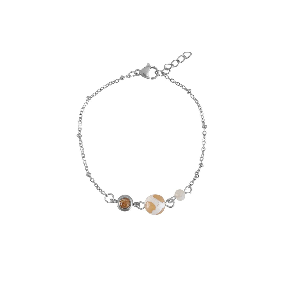 Dzi Agate & Moonstone Bracelet - Silver