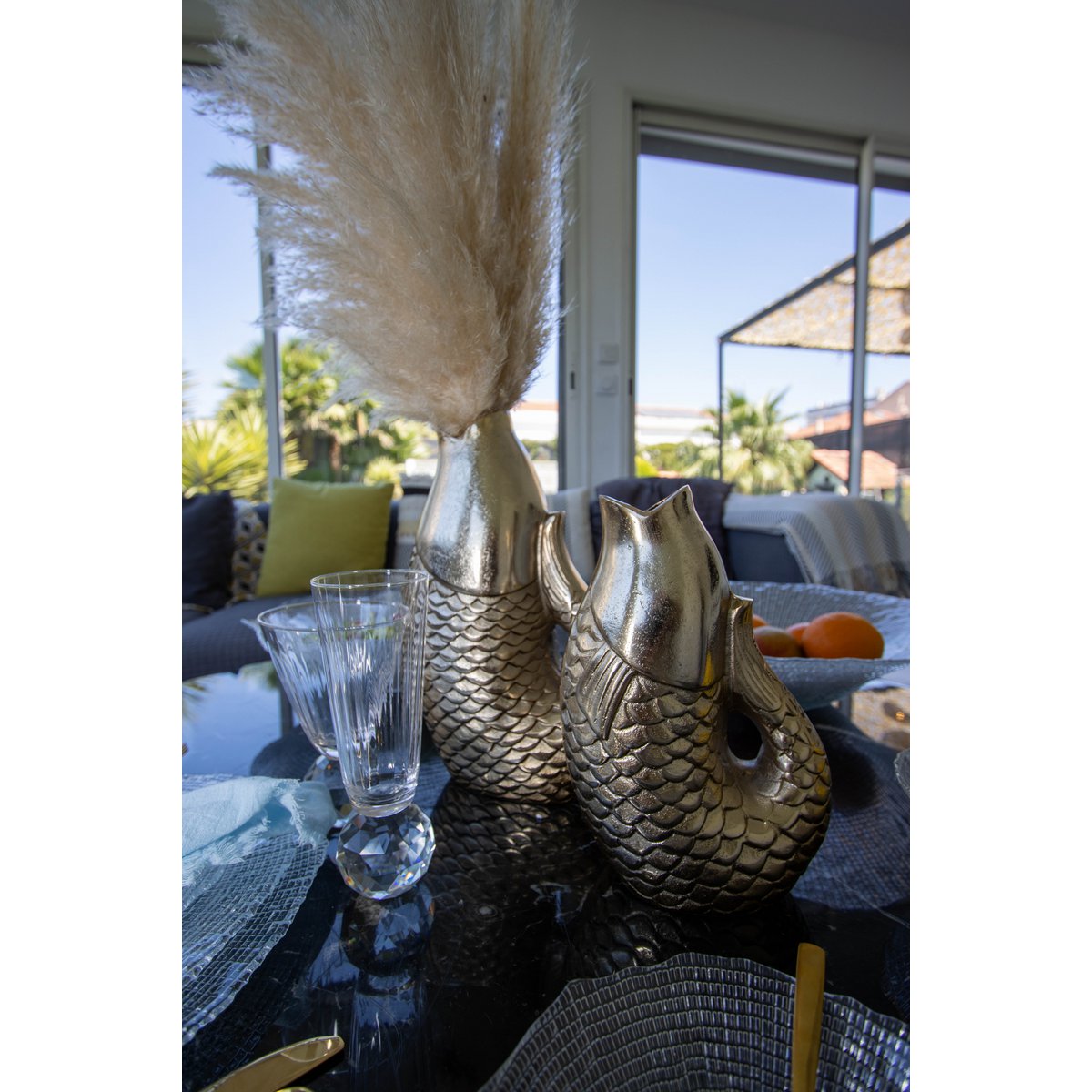 Golden fish vase 20x12.5x32.5cm
