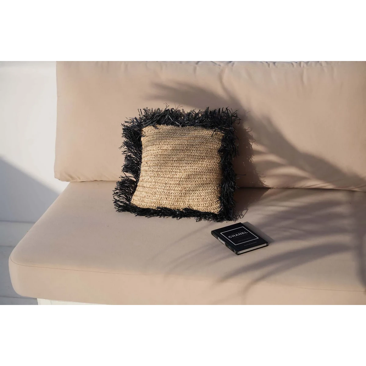 The Raffia Cushion Cover Square - Natural Black - 40x40