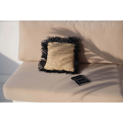 The Raffia Cushion Cover Square - Natural Black - 40x40