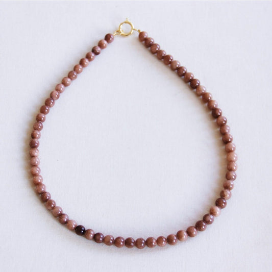 Natural stone bead necklace 'SMALL' - mocha
