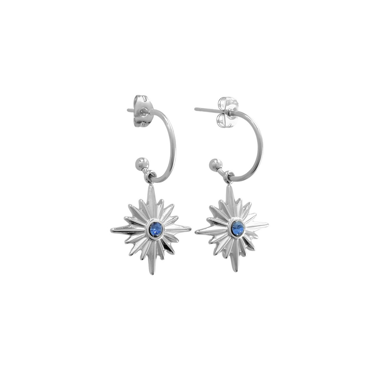 Sparkle Blue Zirconia Oorringen - Silver
