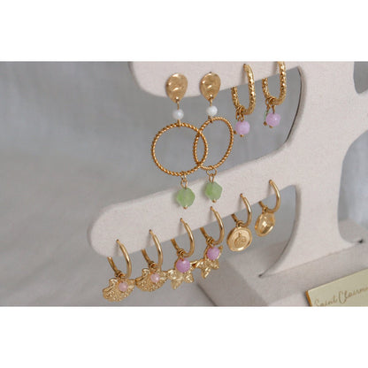 Statement Earrings Peridot & Moonstone - Gold